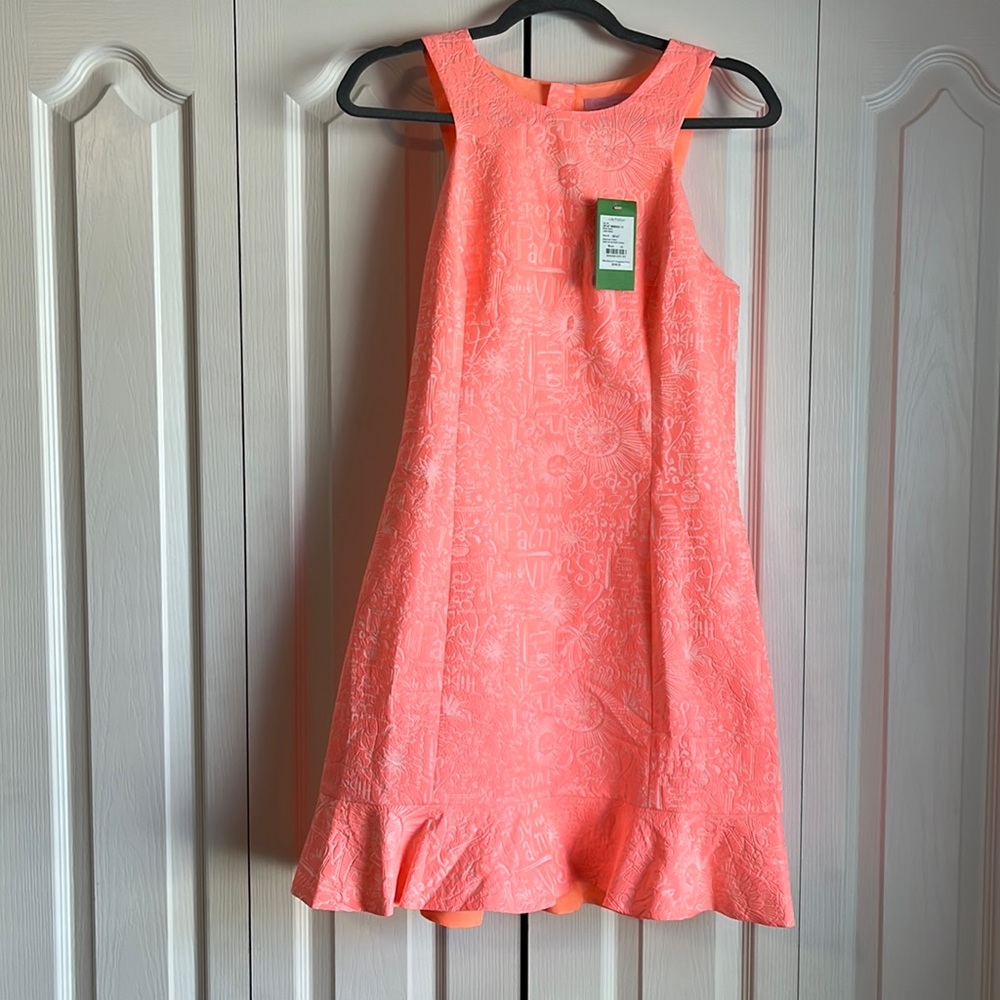NEW with TAGS Lilly Pulitzer Dress Peachy Pink word on the street Jacqua size 10